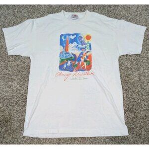 Vintage Y2K New Balance 2000 Chicago Marathon T-Shirt Mens Large White Tee